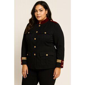 New Ralph Lauren Medium Black Red Velvet Military Equestrian Hussar Jacket S 16